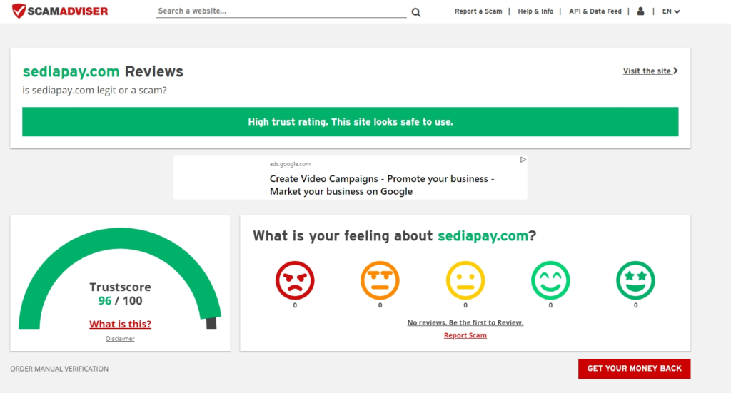 Sediapay Review Trusted from